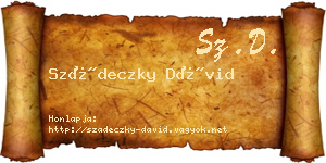 Szádeczky Dávid névjegykártya