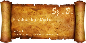 Szádeczky Dávid névjegykártya