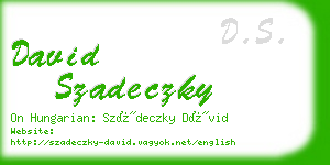 david szadeczky business card